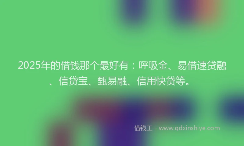 2025年的借钱那个最好有:呼吸金、易借速贷融、信贷宝、甄易融、信用快贷等。