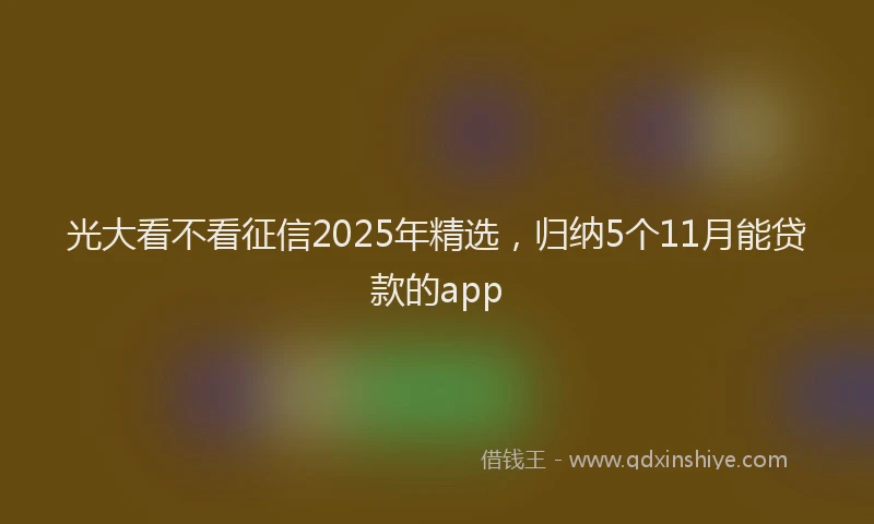 光大看不看征信2025年精选，归纳5个11月能贷款的app