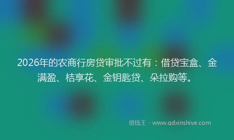2026年的农商行房贷审批不过有：借贷宝盒、金满盈、桔享花、金钥匙贷、朵拉购等。