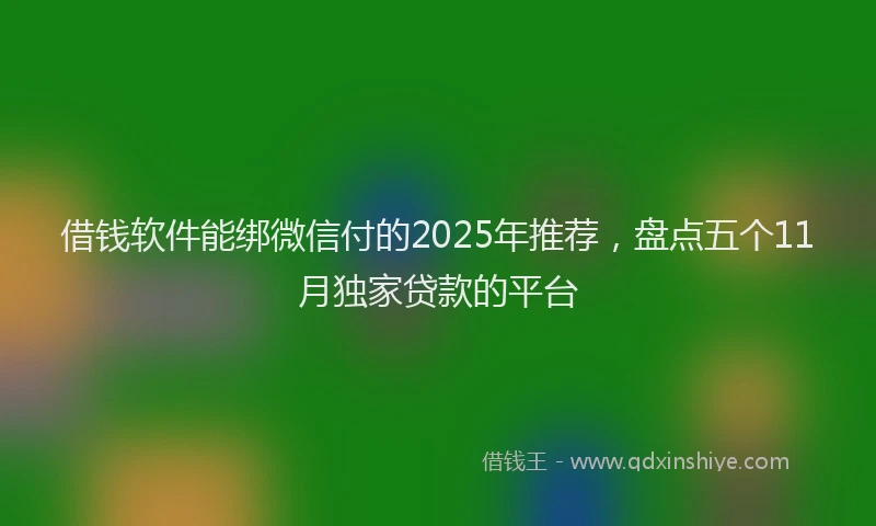 借钱软件能绑微信付的2025年推荐，盘点五个11月独家贷款的平台