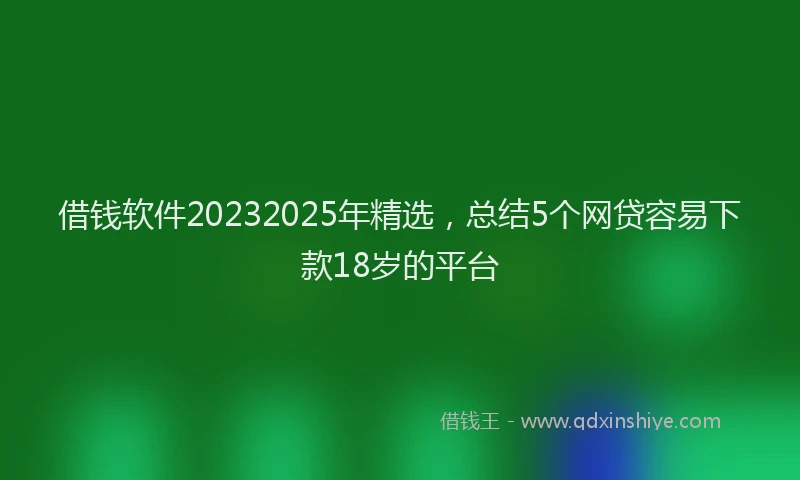 借钱软件20232025年精选,总结5个网贷容易下款18岁的平台