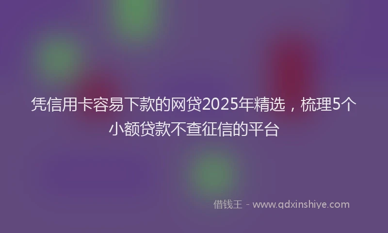 凭信用卡容易下款的网贷2025年精选，梳理5个小额贷款不查征信的平台