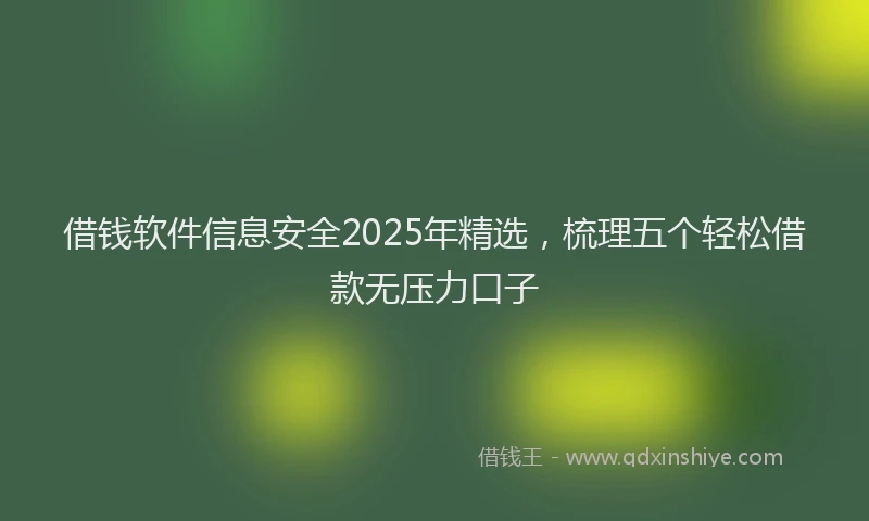 借钱软件信息安全2025年精选，梳理五个轻松借款无压力口子