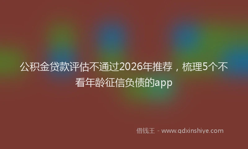 公积金贷款评估不通过2026年推荐,梳理5个不看年龄征信负债的app