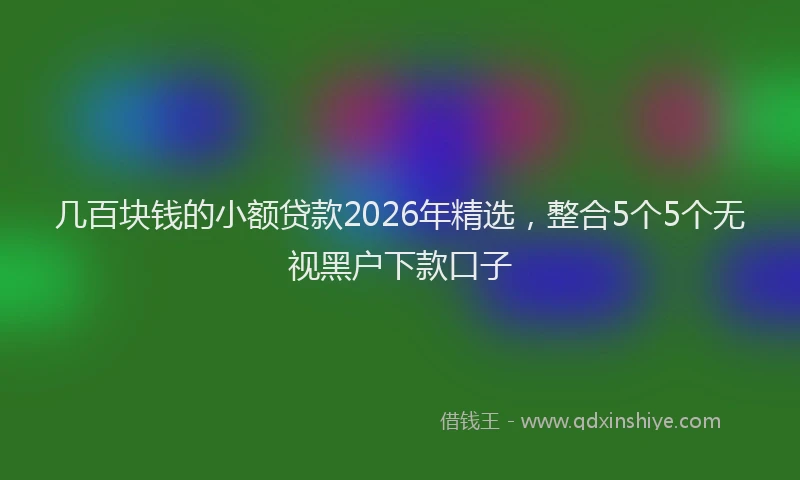 几百块钱的小额贷款2026年精选,整合5个5个无视黑户下款口子