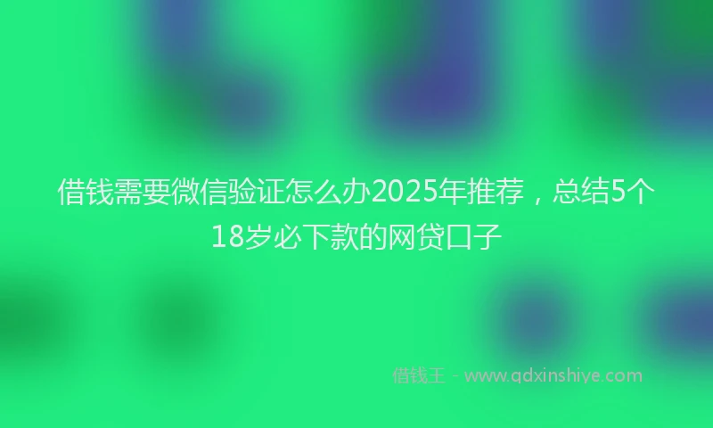 借钱需要微信验证怎么办2025年推荐，总结5个18岁必下款的网贷口子