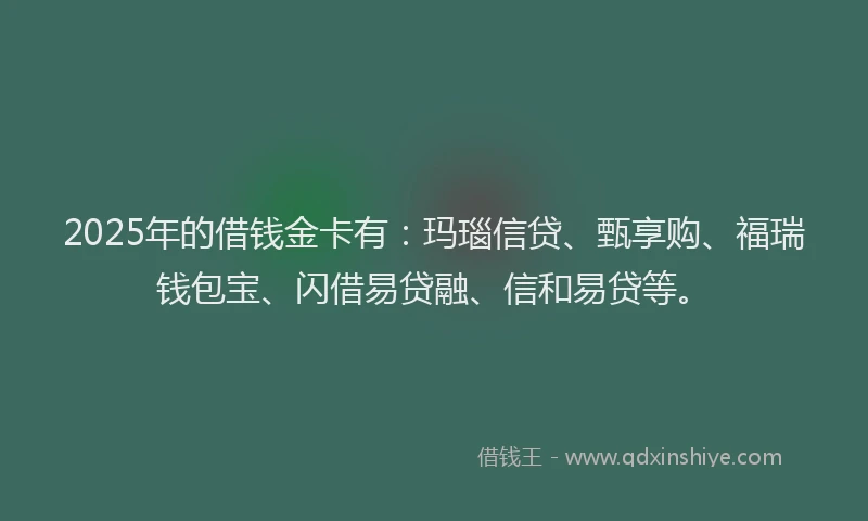 2025年的借钱金卡有：玛瑙信贷、甄享购、福瑞钱包宝、闪借易贷融、信和易贷等。