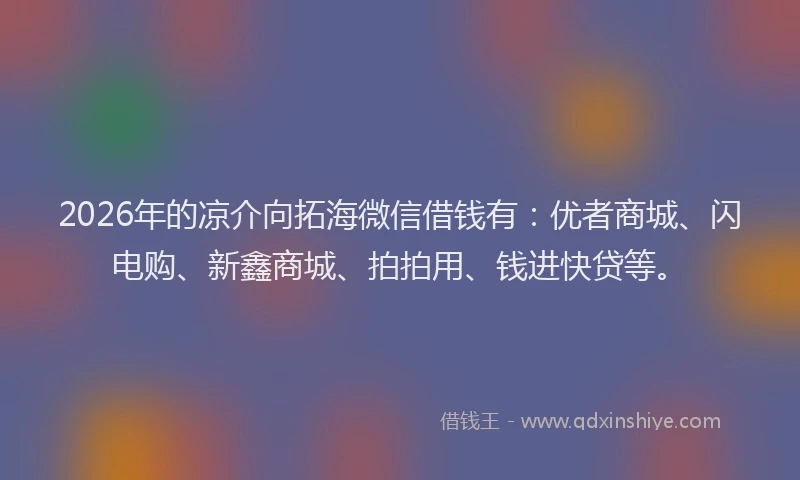 2026年的凉介向拓海微信借钱有：优者商城、闪电购、新鑫商城、拍拍用、钱进快贷等。