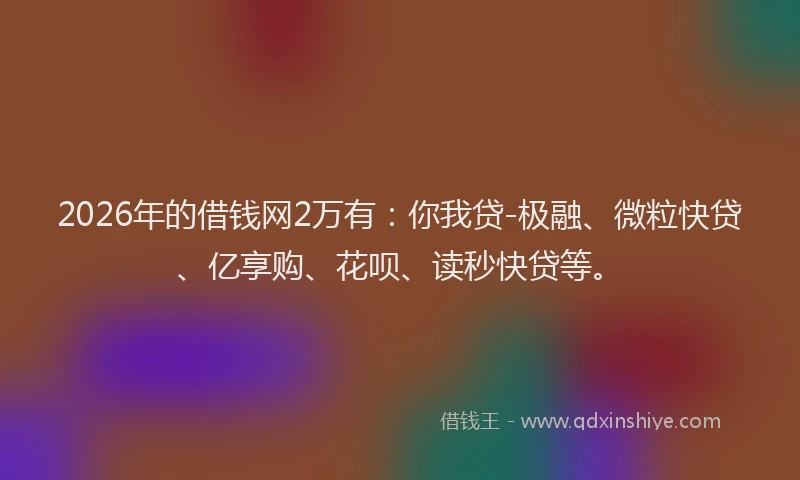 2026年的借钱网2万有：你我贷-极融、微粒快贷、亿享购、花呗、读秒快贷等。