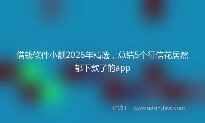 借钱软件小额2026年精选，总结5个征信花居然都下款了的app