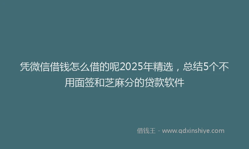 凭微信借钱怎么借的呢2025年精选，总结5个不用面签和芝麻分的贷款软件