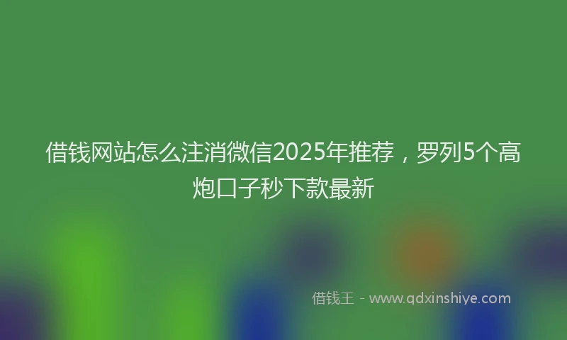 借钱网站怎么注消微信2025年推荐，罗列5个高炮口子秒下款最新