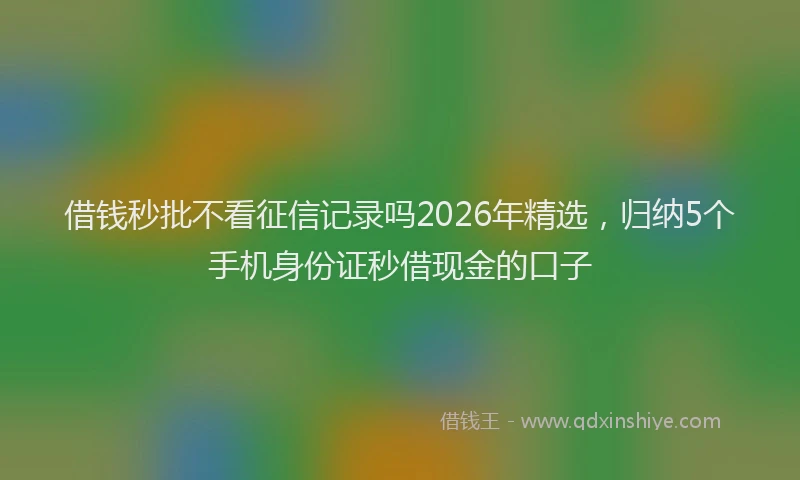 借钱秒批不看征信记录吗2026年精选,归纳5个手机身份证秒借现金的口子