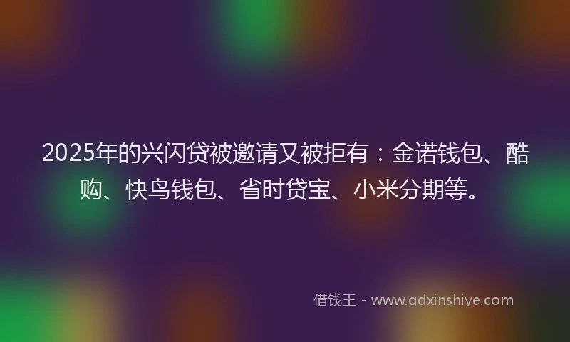 2025年的兴闪贷被邀请又被拒有:金诺钱包、酷购、快鸟钱包、省时贷宝、小米分期等。