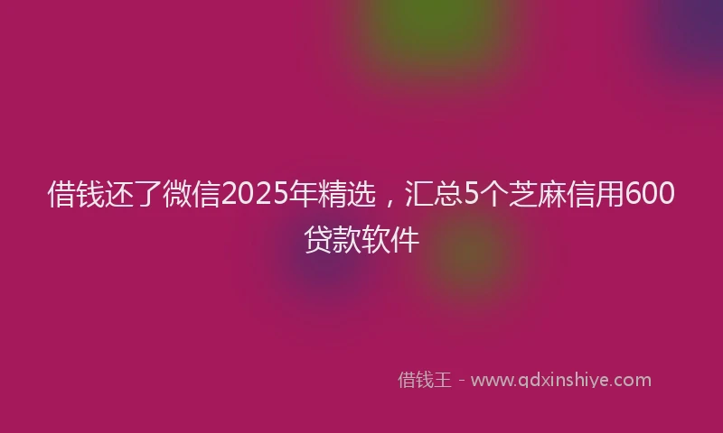 借钱还了微信2025年精选，汇总5个芝麻信用600贷款软件