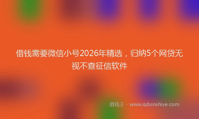 借钱需要微信小号2026年精选，归纳5个网贷无视不查征信软件