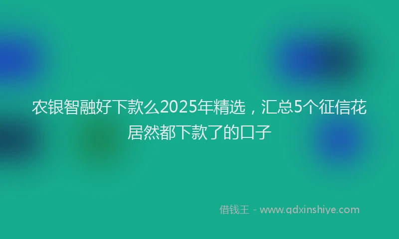农银智融好下款么2025年精选，汇总5个征信花居然都下款了的口子