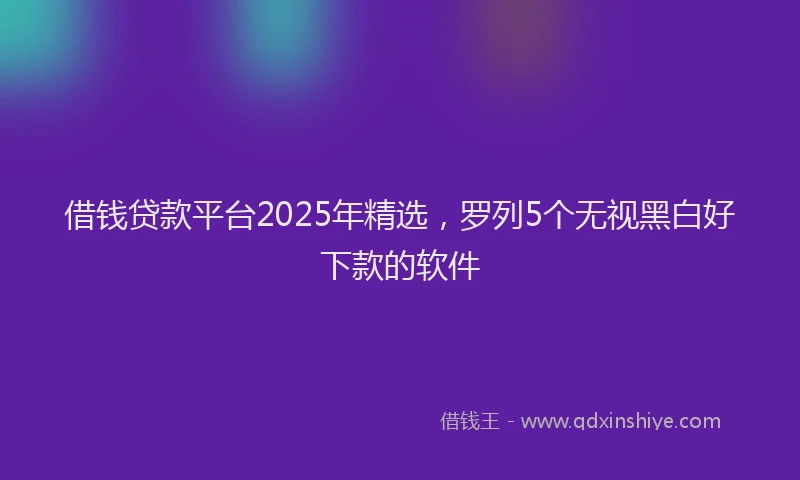 借钱贷款平台2025年精选，罗列5个无视黑白好下款的软件