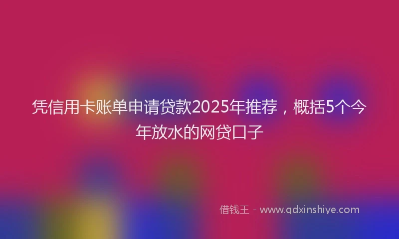 凭信用卡账单申请贷款2025年推荐，概括5个今年放水的网贷口子