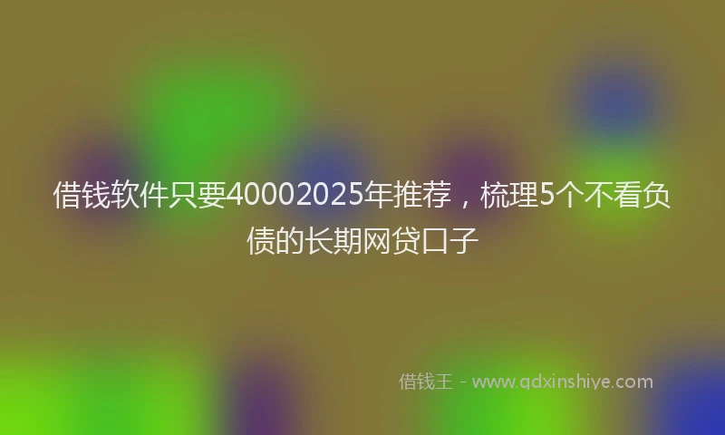 借钱软件只要40002025年推荐,梳理5个不看负债的长期网贷口子