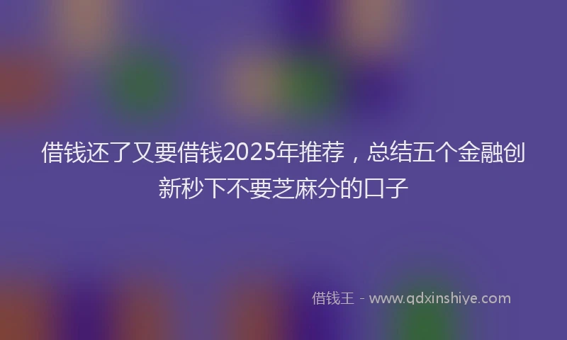 借钱还了又要借钱2025年推荐，总结五个金融创新秒下不要芝麻分的口子