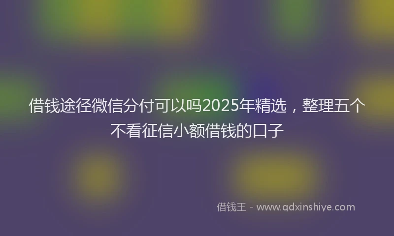 借钱途径微信分付可以吗2025年精选，整理五个不看征信小额借钱的口子