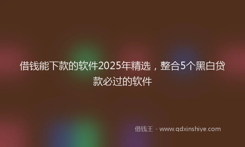 借钱能下款的软件2025年精选，整合5个黑白贷款必过的软件