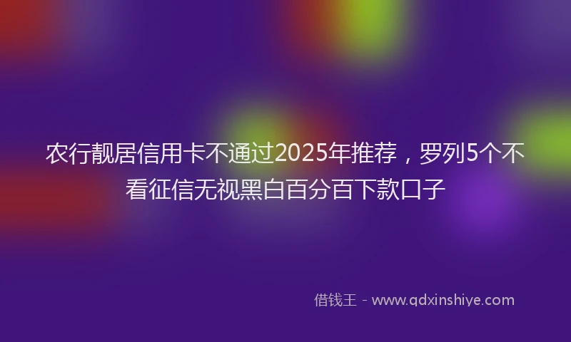 农行靓居信用卡不通过2025年推荐，罗列5个不看征信无视黑白百分百下款口子