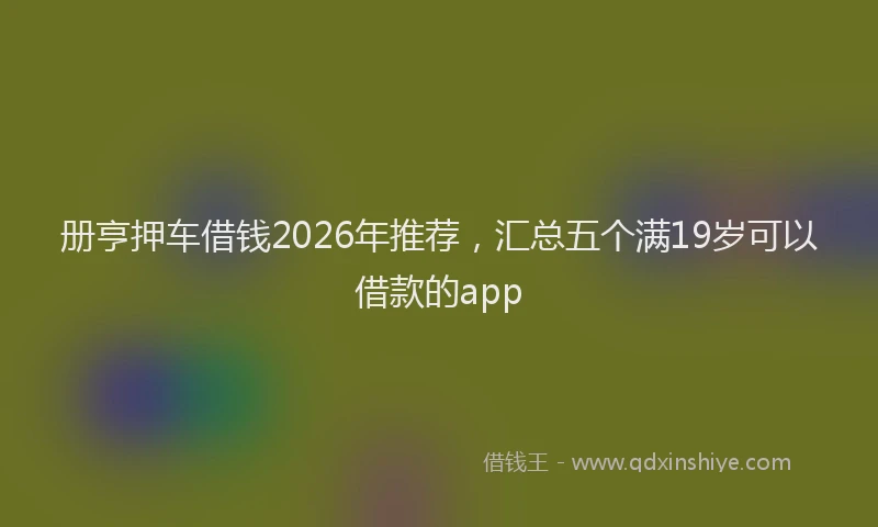 册亨押车借钱2026年推荐,汇总五个满19岁可以借款的app