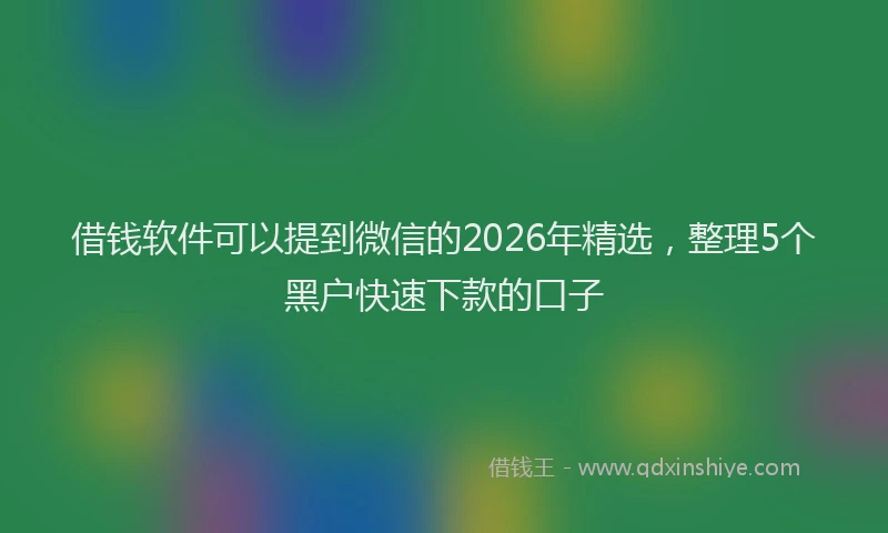 借钱软件可以提到微信的2026年精选，整理5个黑户快速下款的口子