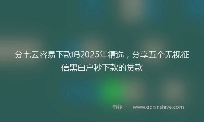 分七云容易下款吗2025年精选，分享五个无视征信黑白户秒下款的贷款