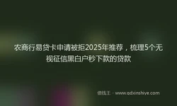 农商行易贷卡申请被拒2025年推荐，梳理5个无视征信黑白户秒下款的贷款