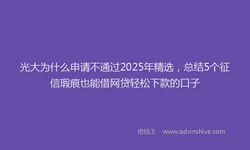 光大为什么申请不通过2025年精选，总结5个征信瑕疵也能借网贷轻松下款的口子
