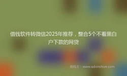 借钱软件转微信2025年推荐，整合5个不看黑白户下款的网贷
