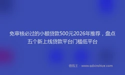 免审核必过的小额贷款500元2026年推荐，盘点五个新上线贷款平台门槛低平台