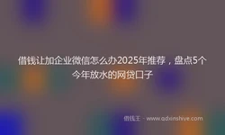 借钱让加企业微信怎么办2025年推荐，盘点5个今年放水的网贷口子