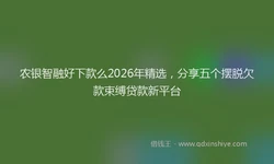 农银智融好下款么2026年精选，分享五个摆脱欠款束缚贷款新平台