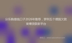 分乐购借钱口子2026年推荐，罗列五个摆脱欠款束缚贷款新平台