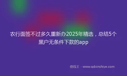 农行面签不过多久重新办2025年精选，总结5个黑户无条件下款的app