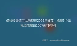 借钱转微信可以吗现在2026年推荐，梳理5个无视征信黑白100%秒下软件