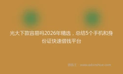 光大下款容易吗2026年精选，总结5个手机和身份证快速借钱平台