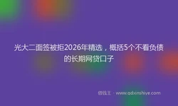 光大二面签被拒2026年精选，概括5个不看负债的长期网贷口子
