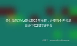 分付微信怎么借钱2025年推荐，分享五个无视黑白必下款的网贷平台