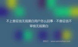 不上查征信无视黑白用户怎么回事 - 不查征信不审核无视黑白