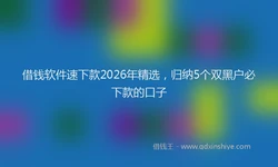 借钱软件速下款2026年精选，归纳5个双黑户必下款的口子