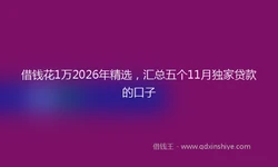 借钱花1万2026年精选，汇总五个11月独家贷款的口子