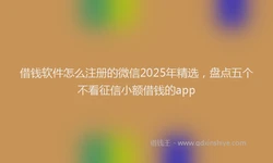 借钱软件怎么注册的微信2025年精选，盘点五个不看征信小额借钱的app