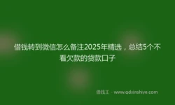 借钱转到微信怎么备注2025年精选，总结5个不看欠款的贷款口子