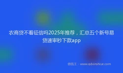 农商贷不看征信吗2025年推荐，汇总五个新号易贷速审秒下款app