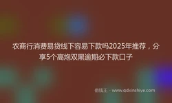 农商行消费易贷线下容易下款吗2025年推荐，分享5个高炮双黑逾期必下款口子